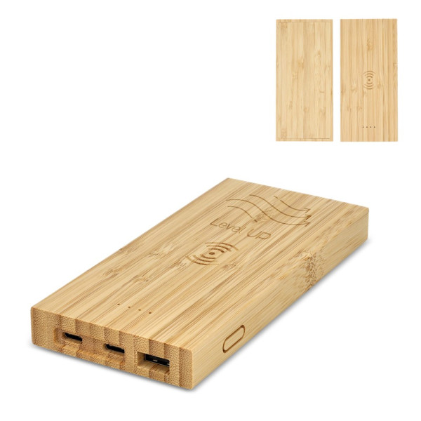 Bamboo Powerbank Wireless Charging 8000mAh